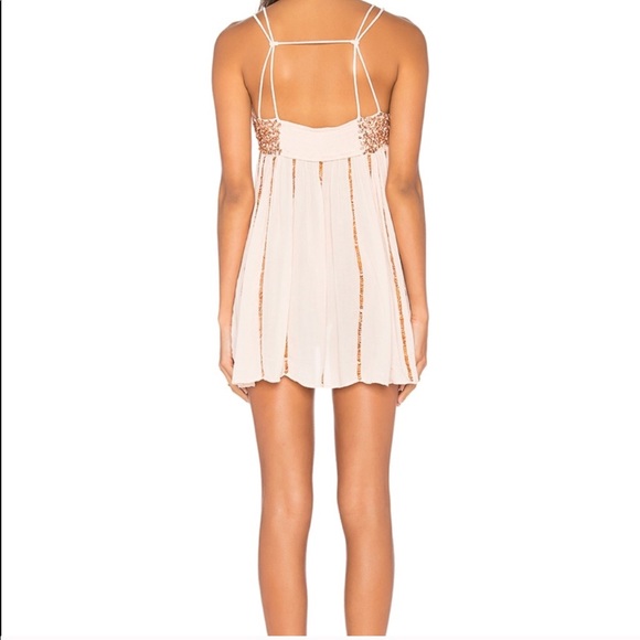 Free People NWT Pink Nude Sequent Glitter Dress - Picture 3 of 8